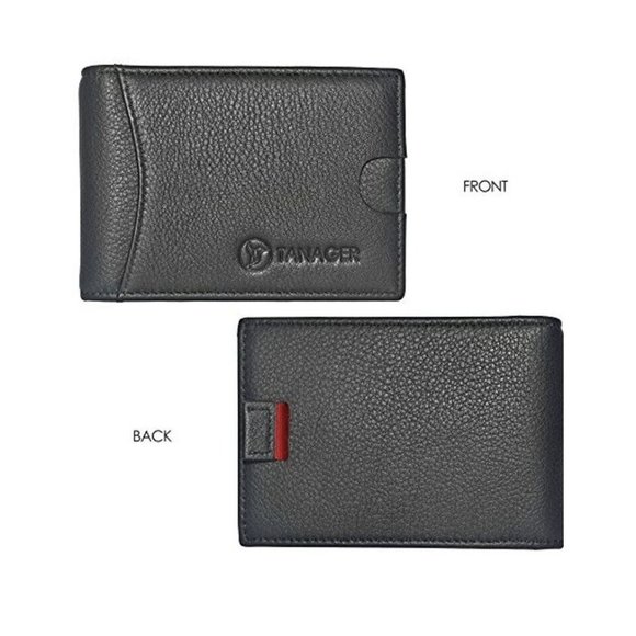Tanager USA Mens Leather Wallet Black RFID Front Pocket Money Clip W/ Gift Box - Picture 2 of 4
